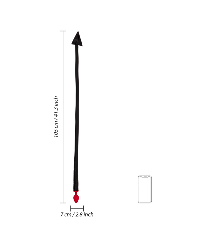 Ouch! Devil's Tail Silicone Anal Plug - 15cm Black/Red for Role Play