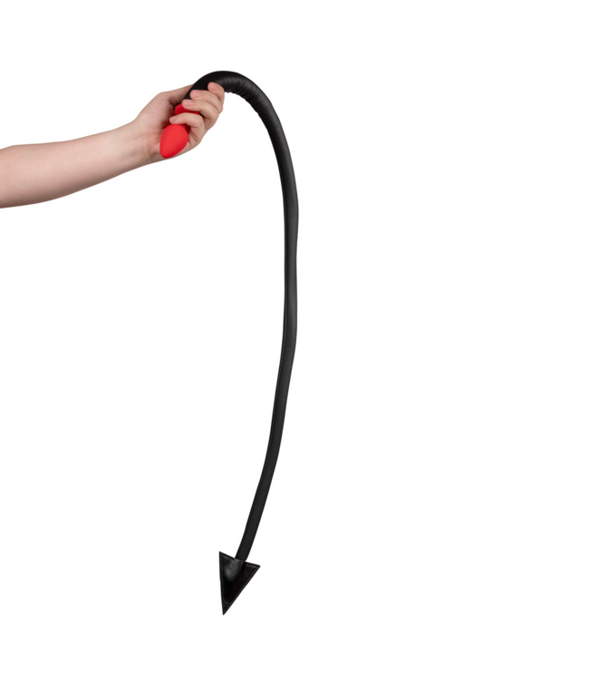 Ouch! Siliconen Anaalplug Met PU-Leer Staart 15 cm – Zwart/Rood