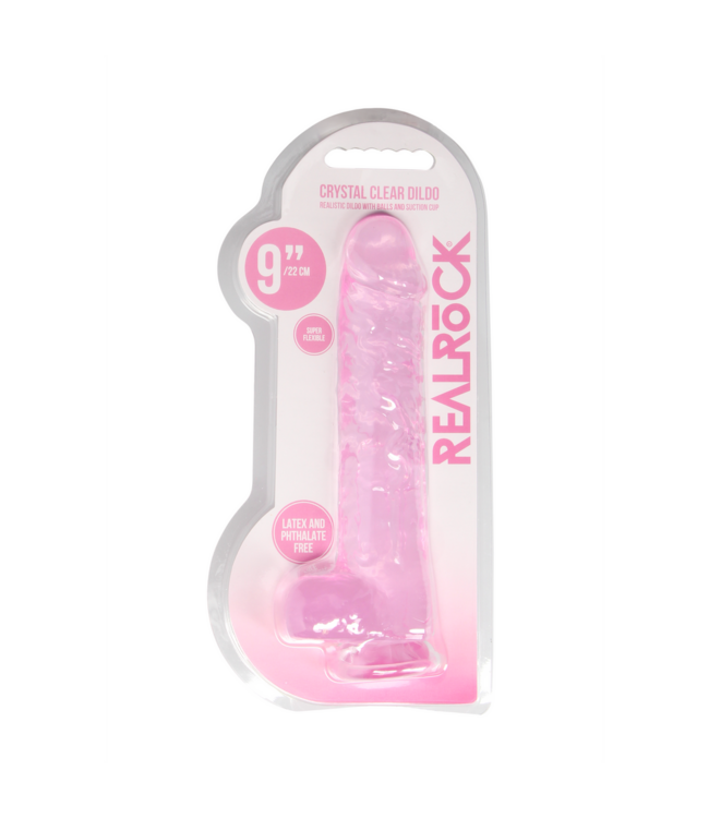 RealRock Realistischer Dildo 25 cm mit Hoden - REALROCK CRYSTAL CLEAR