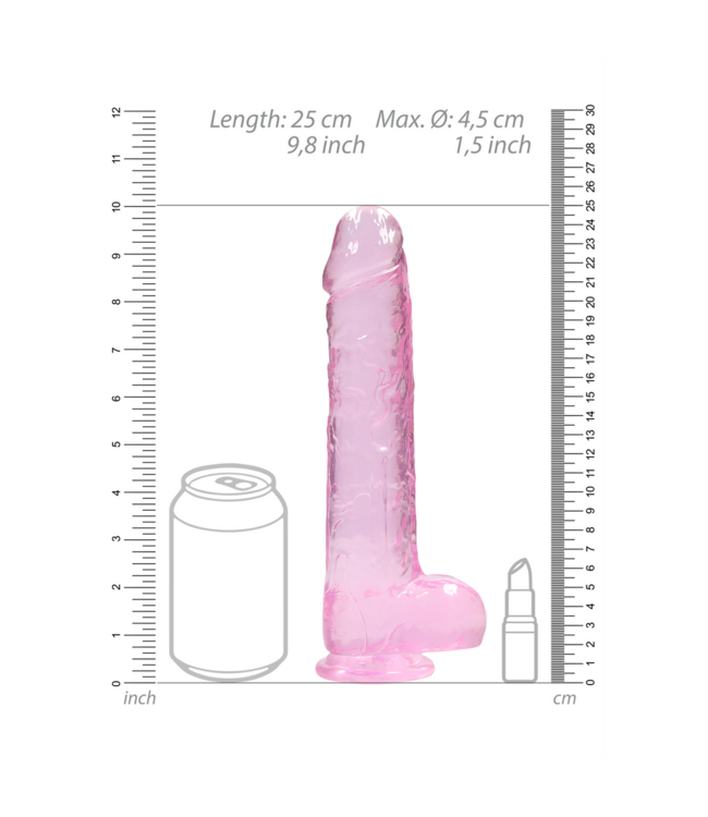 RealRock RealRock Crystal Clear Dildo Met Zuignap En Realistische Ballen - 25 cm