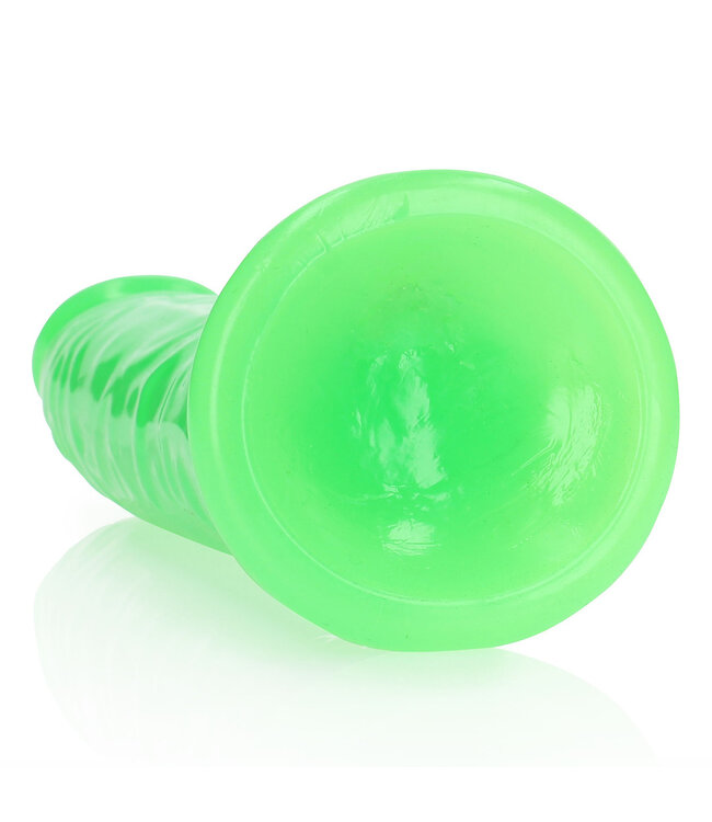 RealRock REALROCK Glow Dildo 22,5 cm - Schlank, Saugnapf, phthalatfrei