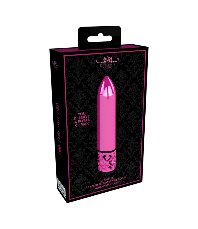 Royal Gems Elegant Glamour Bullet Vibrator - Powerful, Rechargeable Rosa Design