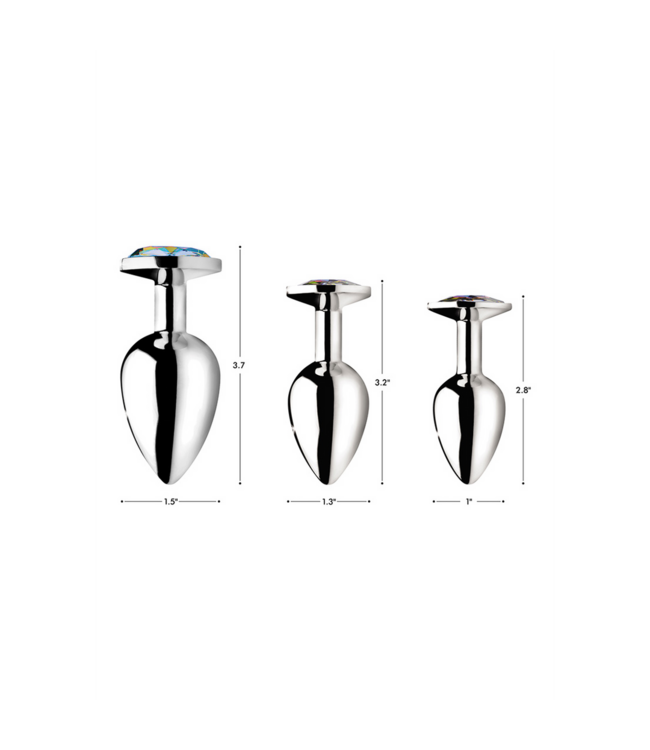 XR Brands Rainbow Prism Curvy Silicone Butt Plug Training Set for All Levels