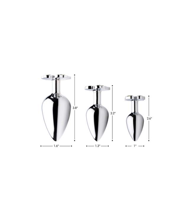XR Brands Medium Metalen Buttplug Met Lucky Clover Sieraad – 8,1 cm Zilverkleurig