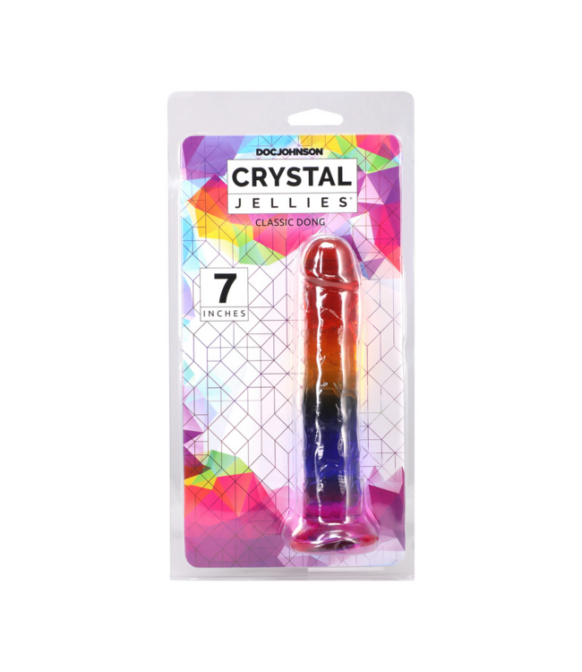 Doc Johnson Doc Johnson 7 Crystal Jellies Dong 17,8 cm Flexibele Regenboog Dildo