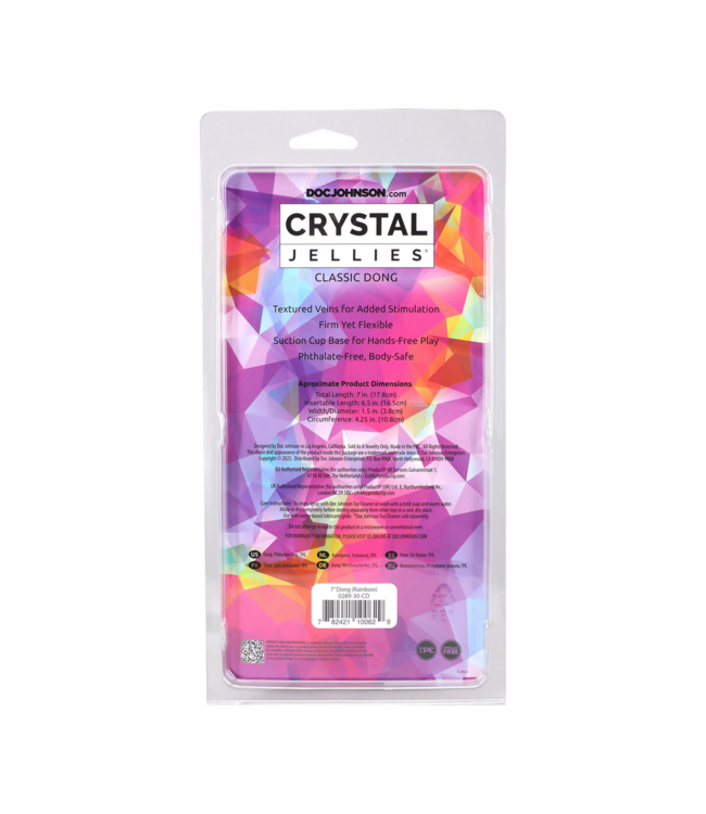 Doc Johnson Doc Johnson 7 Crystal Jellies Dong 17,8 cm Flexibele Regenboog Dildo