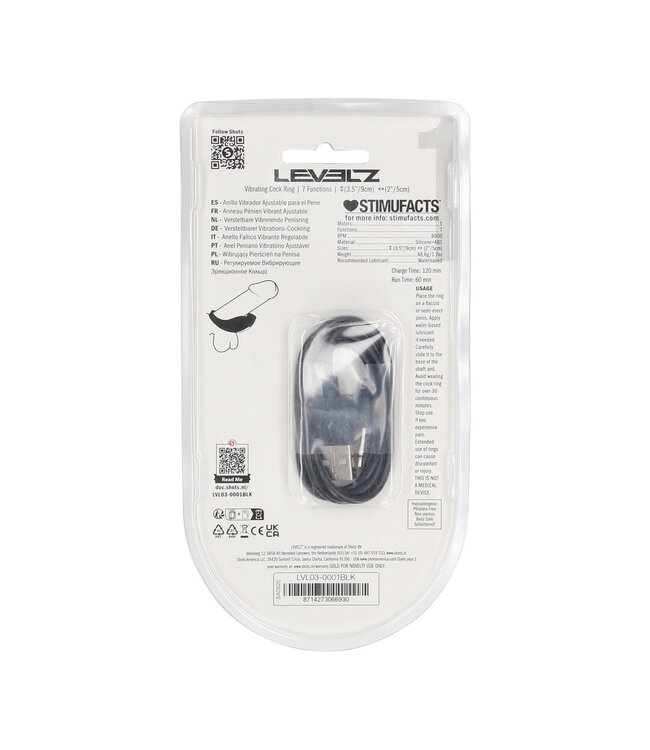 Levelz LEVELZ Adjustable Silicone Vibrating Cock Ring - Black Delight