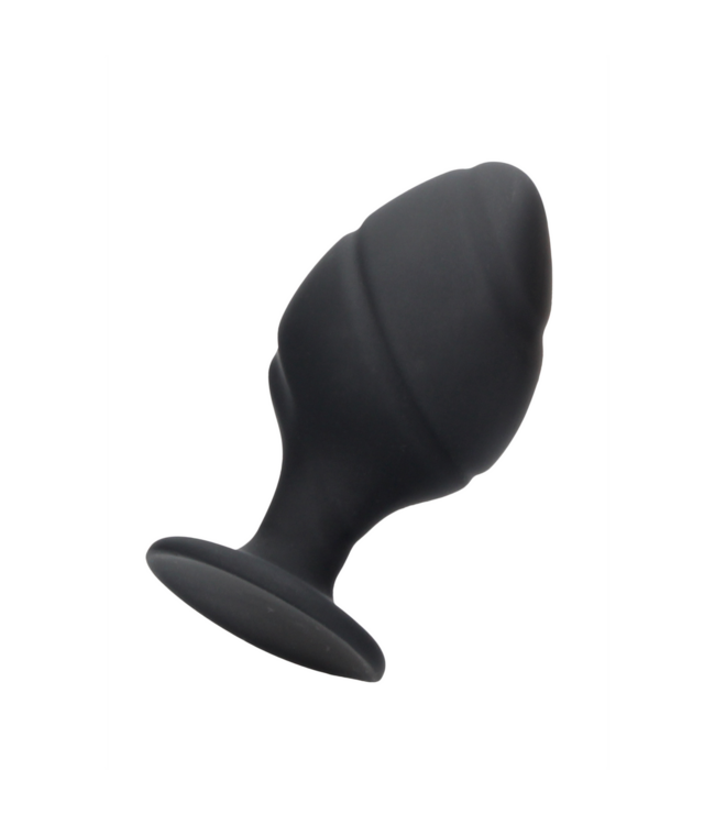 Ouch! Siliconen Butt Plug Met Taps Toelopende Vorm En Zuignap – 10cm Zwart