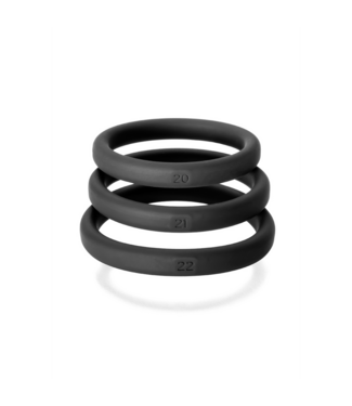 PerfectFitBrand Xact-Fit Cockring-Set L/XL – 3-Ring-Kits aus schwarzem Silikon