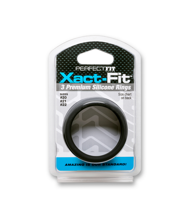 PerfectFitBrand Xact-Fit L/XL Silicone Cock Ring Set - Versatile 3-Ring Collection