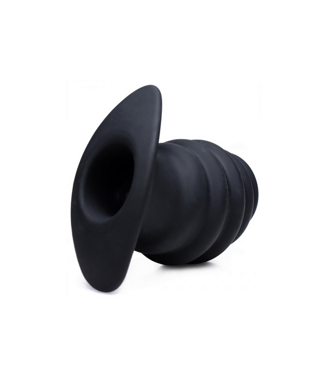 XR Brands XR Brands Ribbel Hollow Plug 8,1 cm - Geribbelde Siliconen Holle Buttplug