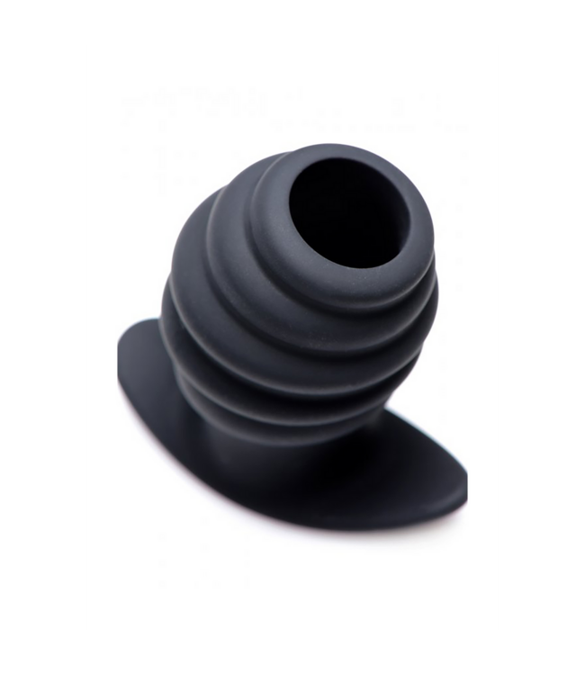 XR Brands XR Brands Ribbel Hollow Plug 8,1 cm - Geribbelde Siliconen Holle Buttplug