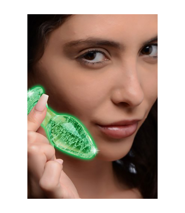 XR Brands Glow-in-the-Dark Small Glass Butt Plug - 7.3 cm Adventure Toy
