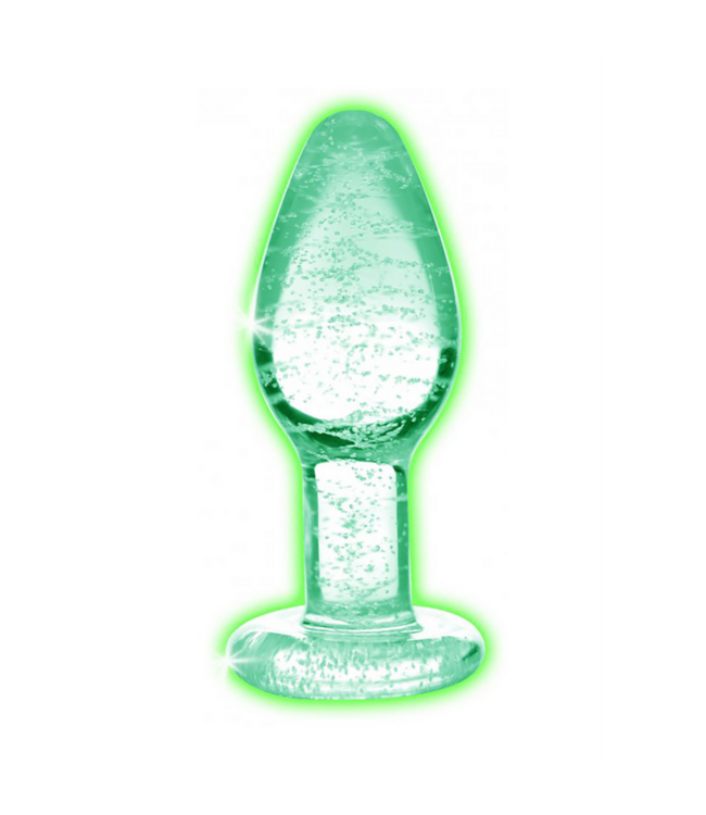 XR Brands Glow-in-the-Dark Small Glass Butt Plug - 7.3 cm Adventure Toy