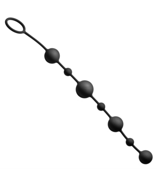 XR Brands Linger 30 cm Silky Soft Graduated Silicone Anal Beads - Black