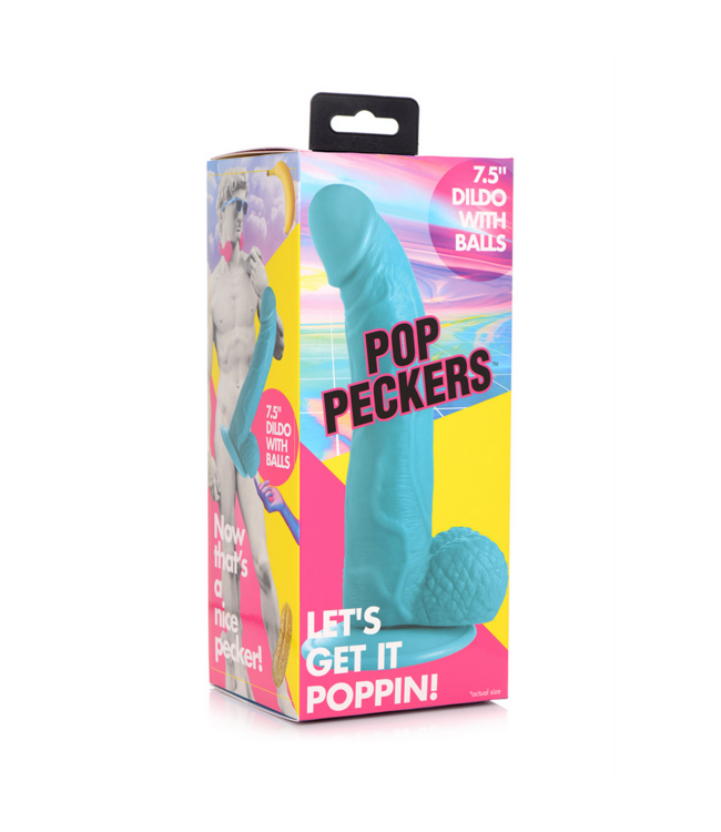 XR Brands Flexibele Pop Dildo Met Zuignap En Realistische Ballen 21,5 cm
