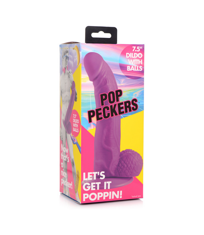 XR Brands Flexibele Realistische Dildo 21,5 cm Met Zuignap En Ballen Paars