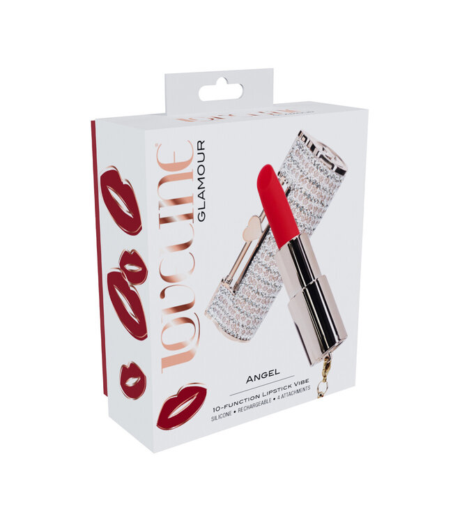 Loveline Lipstick Vormige Vibrator Met Ketting En Verwisselbare Siliconen Koppen Roze