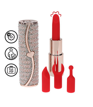 Loveline Loveline by Shots Lipstick Vibrator Roze Met 2 Siliconen Opzetstukken En Ketting