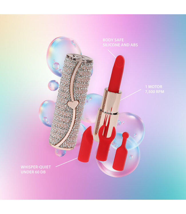 Loveline Stilvoller Candy Lipstick Vibrator Rosa mit 4 Aufsätzen & Kette