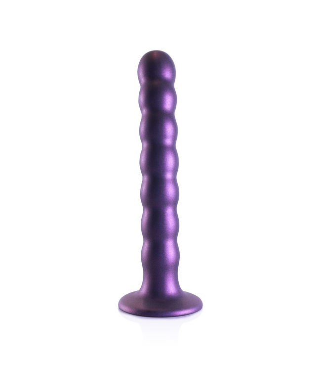 Ouch! Metallic Purple Silicone G-Spot Dildo 6.5" with Suction Cup
