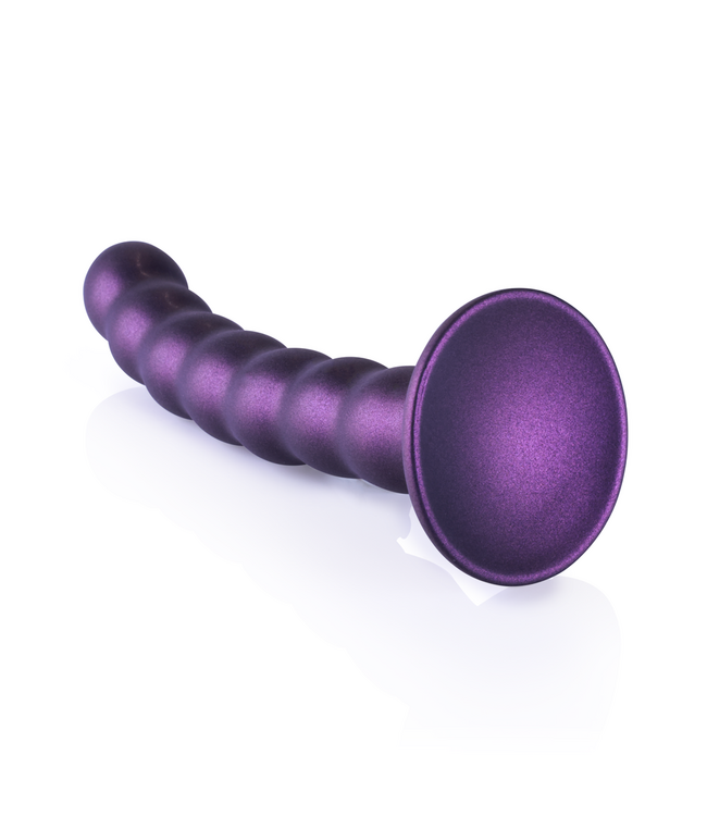 Ouch! Siliconen Beaded G-Spot Dildo 16,5x5,3 cm Met Strong Suction Metallic Paars