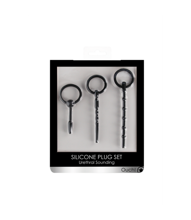 Ouch! Siliconen Urethrale Dilator Set Met Veiligheidsring - 3 Maten Voor Intensiteit