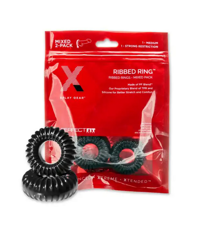 PerfectFitBrand XPlay Gear Silaskin Verstelbare Cockring Set - 4 Maten Stretch Ring