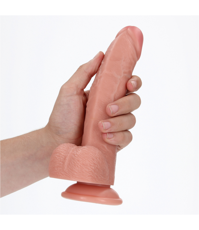 RealRock Realistischer gebogener Dildo 9,8 cm mit Saugnapf und Hoden für G-Punkt-Vergnügen