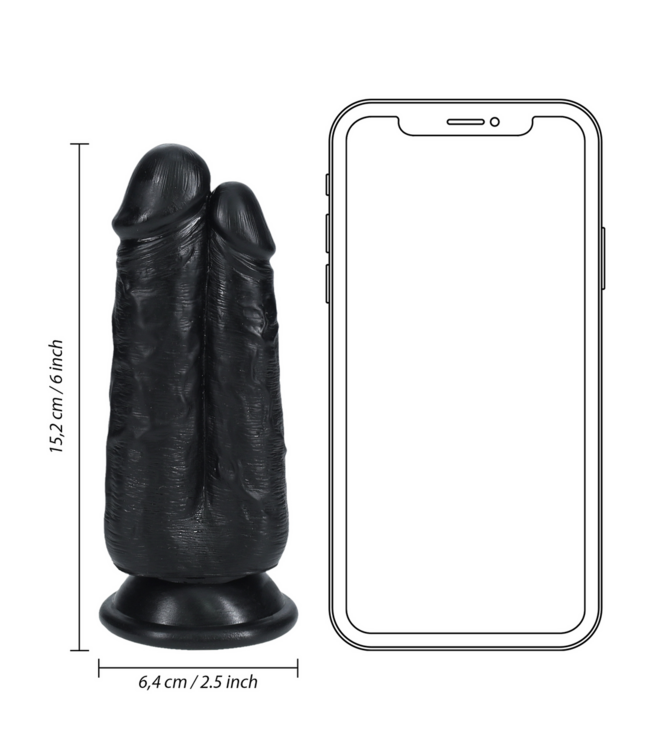 RealRock RealRock Zwei-in-Eins-Dildo 6,4 cm Schwarz – Intense Empfindungen
