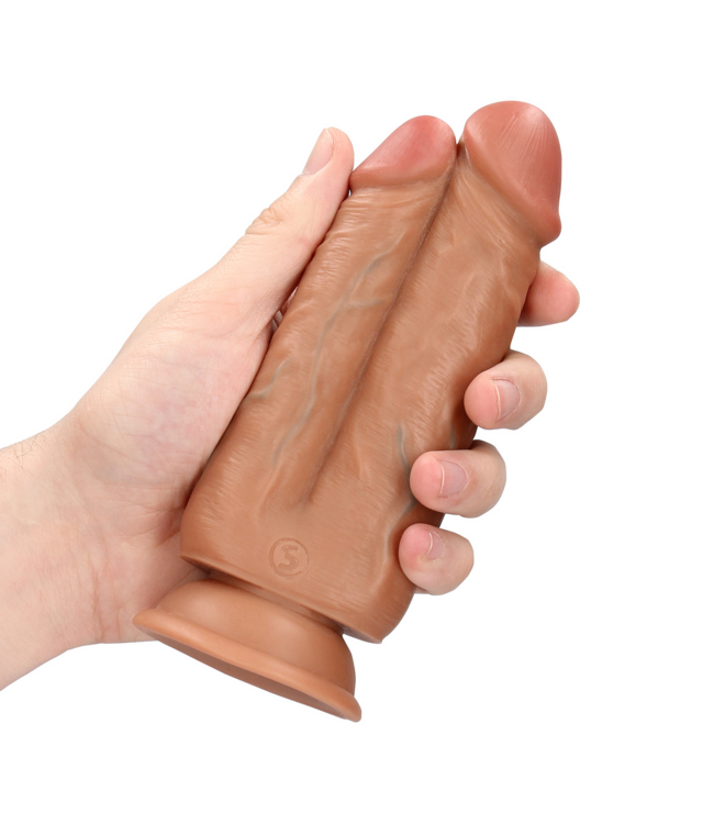 RealRock RealRock 2-in-1 Realistic Dildo with Suction Cup – 12.7/15.2 cm Brown
