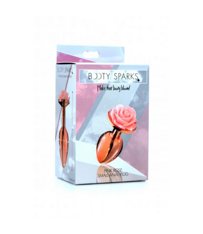 XR Brands Roségouden Anale Plug 7,6 cm Met Roze Bloem Van Nikkelvrij Aluminium