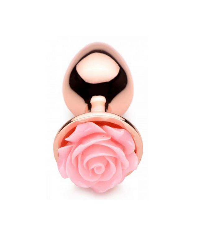 XR Brands Roségouden Anale Plug 7,6 cm Met Roze Bloem Van Nikkelvrij Aluminium