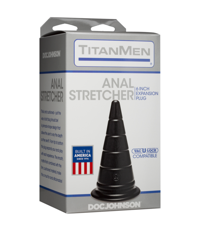 Doc Johnson TitanMen Anal Stretcher Plug - Cone Shape, Ribbed, Safe Pleasure 16.3cm
