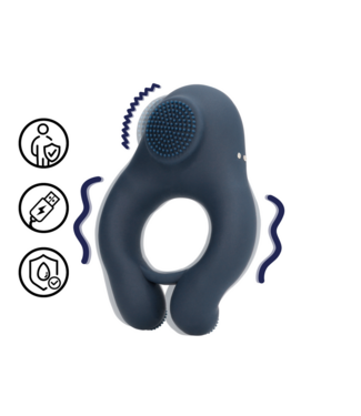 Loveline Indigoblauer Cockring mit Klitorisstimulation und kraftvollen Vibrationen