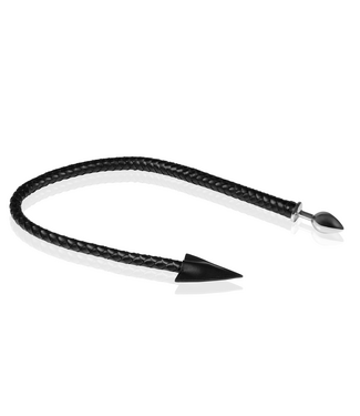 Ouch! Devil's Tail Metal Anal Plug - 15cm Black & PU Leather Seduction