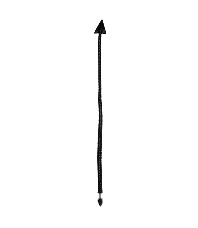 Ouch! Devil's Tail Metal Anal Plug - 15cm Black & PU Leather Seduction