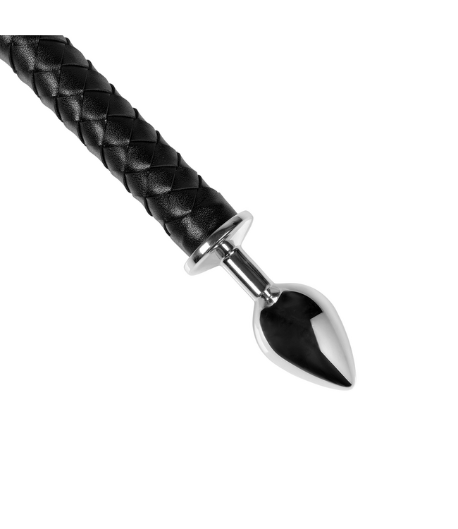 Ouch! Metalen Anaalplug Met PU Leren Duivelsstaart 105 cm Zwart