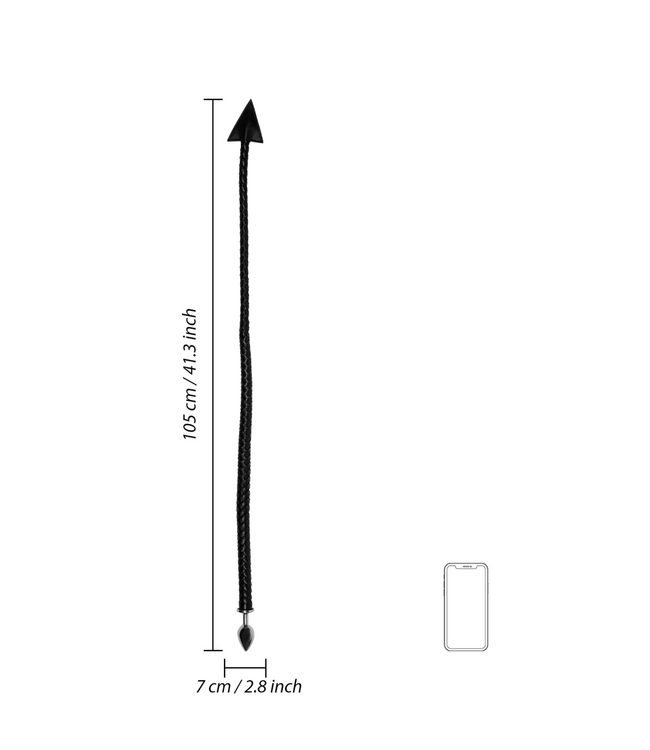 Ouch! Metalen Anaalplug Met PU Leren Duivelsstaart 105 cm Zwart