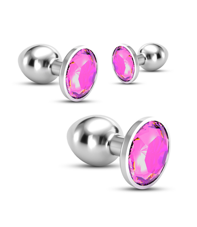 Crushious Crushious Bijou Set Van 3 Metalen Anale Pluggen 8,5 cm - Roze Juweel