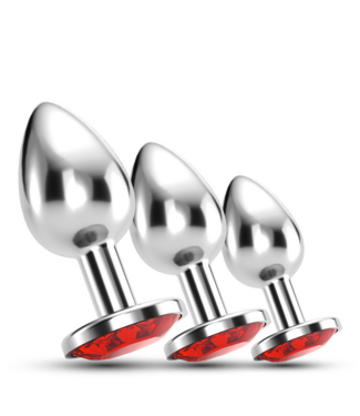 Crushious Crushious Rood Metalen Anale Pluggen Set 3 Maten 8,5 cm