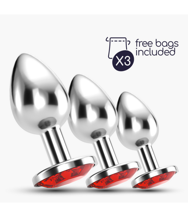 Crushious Crushious Rood Metalen Anale Pluggen Set 3 Maten 8,5 cm
