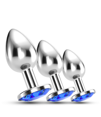 Crushious Bijou Anal Train Trio - 3 Luxurious Blue Jewel Plugs for Pleasure
