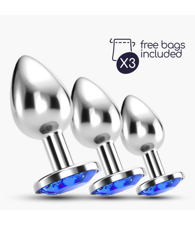 Crushious Bijou Anal Train Trio - 3 Luxurious Blue Jewel Plugs for Pleasure