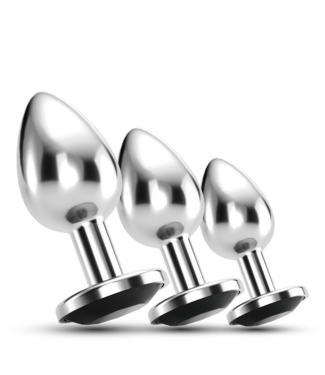 Crushious Crushious Luxe Set Van 3 Zwarte Metalen Bijou Anal Pluggen 8,5 cm