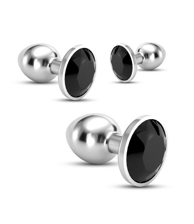Crushious Crushious Luxe Set Van 3 Zwarte Metalen Bijou Anal Pluggen 8,5 cm