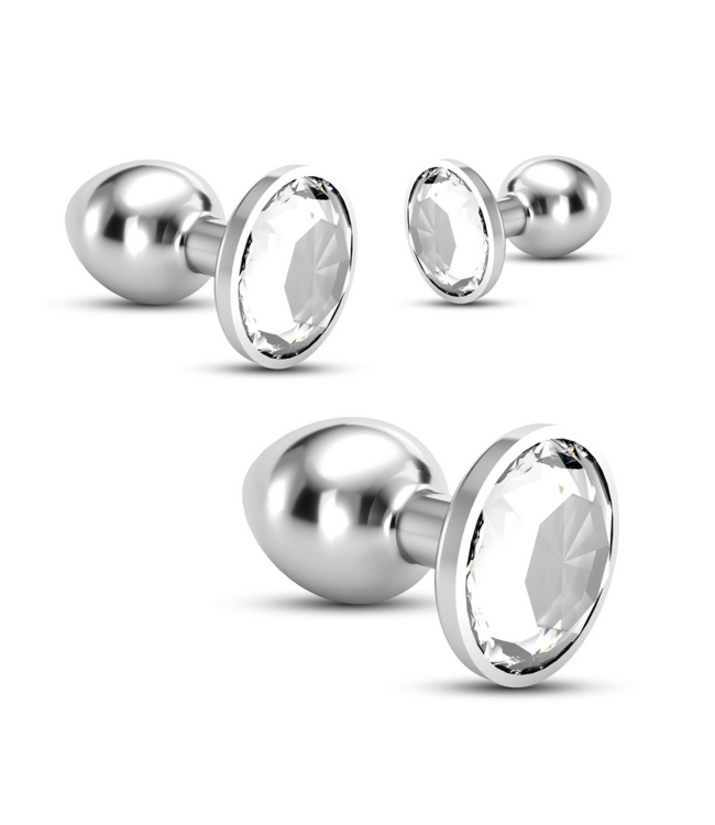 Crushious Bijou Anal Train Trio: Luxury Transparent Metal Plugs for Pleasure