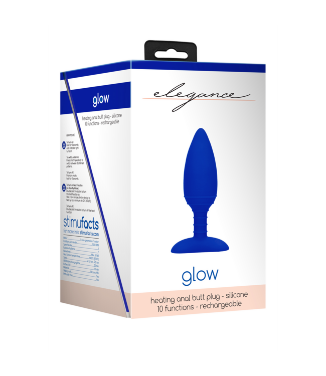 Elegance Glow Warming Vibrating Anal Butt Plug - 10 Functions, 42°C Heat, 12cm
