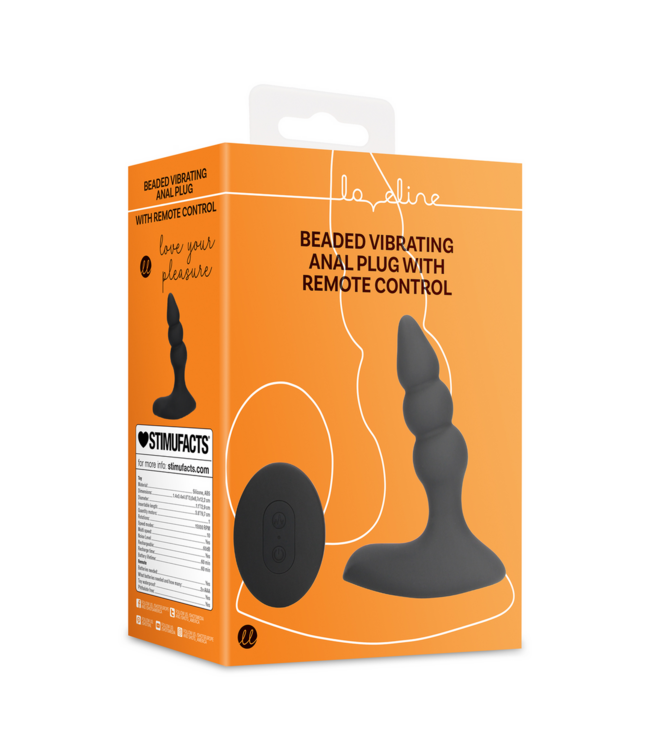 Loveline Loveline Beaded Vibrator-Analplug mit Fernbedienung – Schwarz 3,6 cm