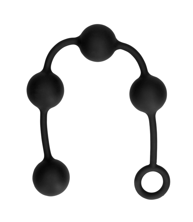 Ouch! Large Black Silicone Anal Beads - Comfort, Pleasure & Discreet Use